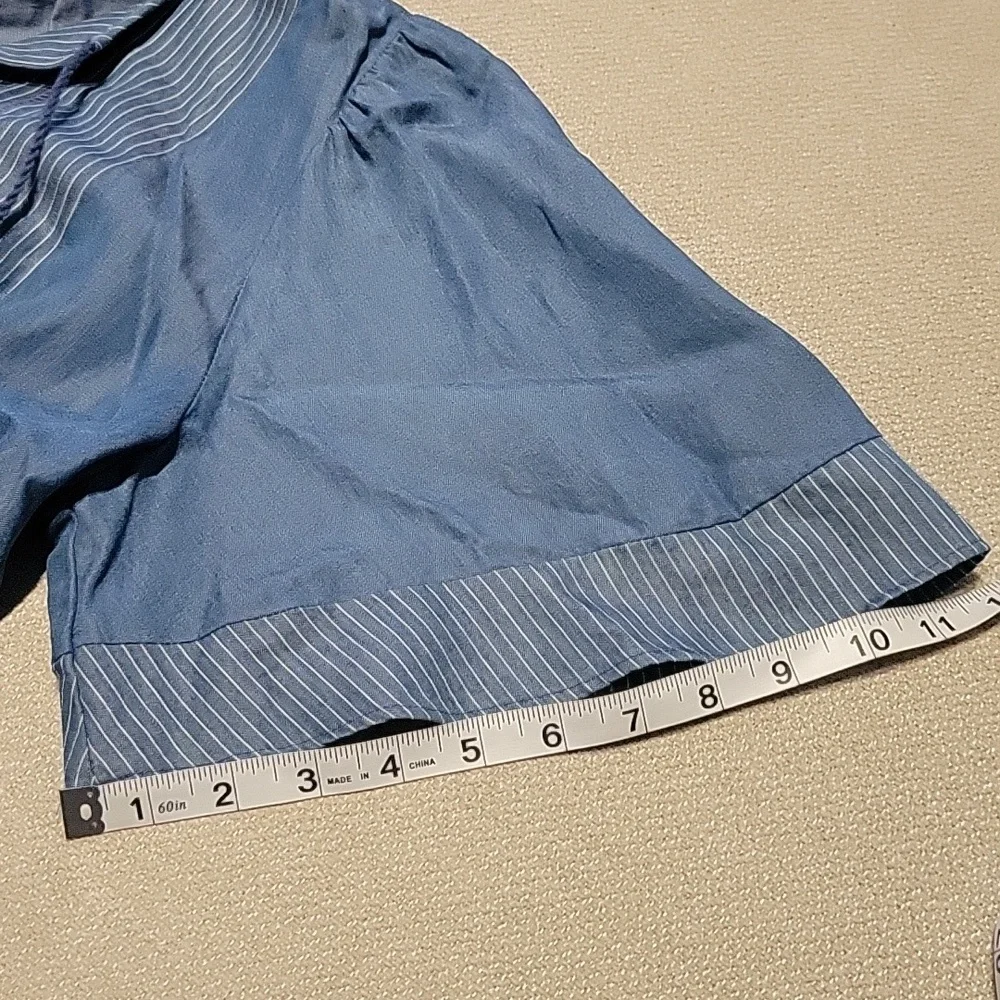 Kate Spade Railroad Top Indigo Broome Street Chambray Tassels Medium Loose Fit